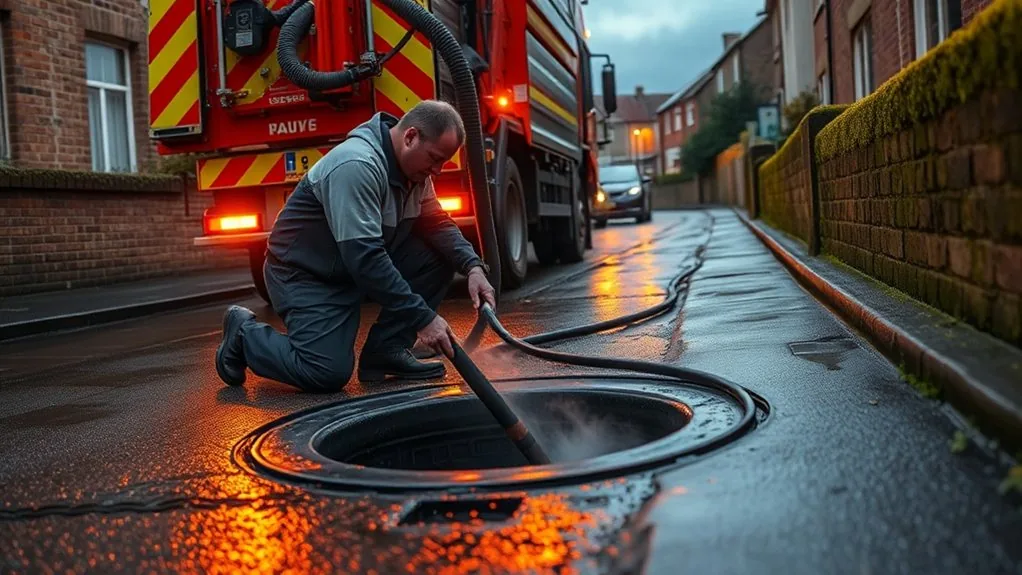 Blocked drain specialists in Broadstairs clearing a drain